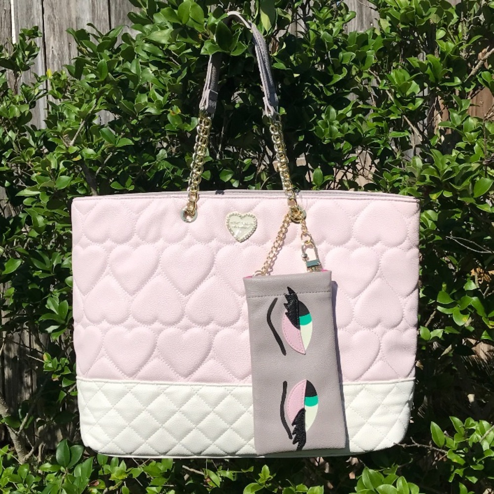 Betsey Johnson Blush Glasses Pouch Bag